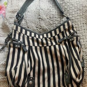 Vintage George, Gina & Lucy Striped Black and Cream Women's Bag